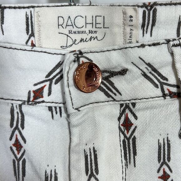 RACHEL RACHEL ROY Women’s Aztec Print Zip Cuff Skinny Jeans White Size 29 - Picture 6 of 12